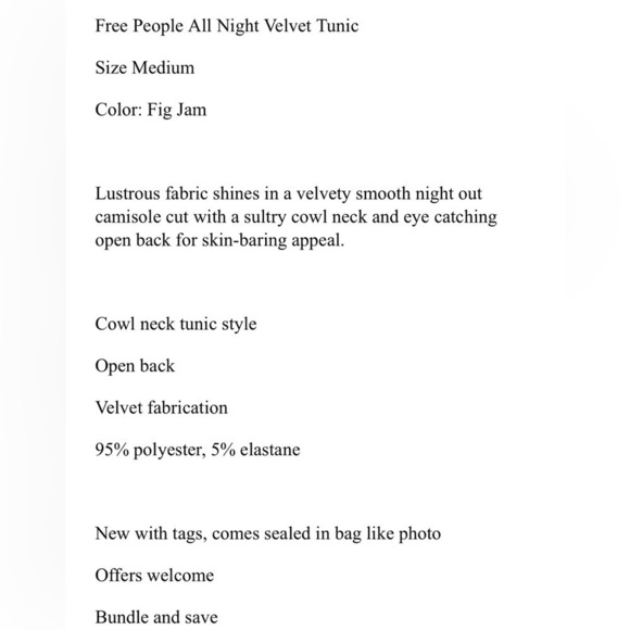 Nwt Free People All Night Velvet Tunic - Picture 7 of 7